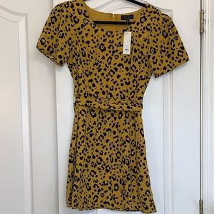 FRANCESCA TRIXXI WILONA CHEETAH FRONT TIE DRESS